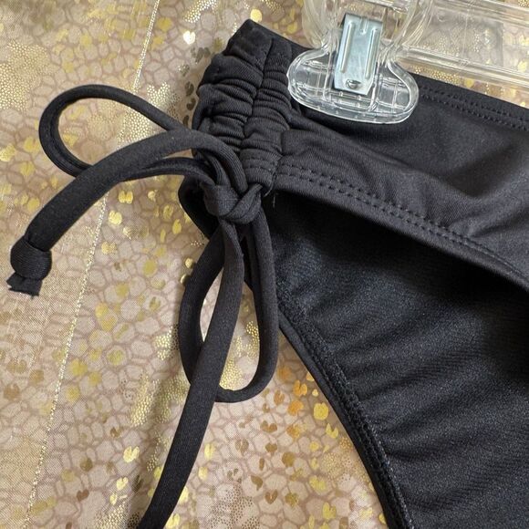 Hurley Moderate Coverage Side Tie Black Swim Bikini Bottom Medium NWT - Picture 3 of 6